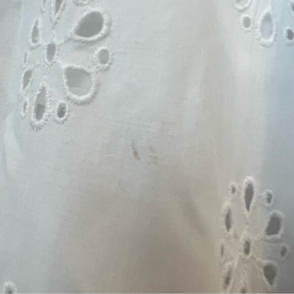 Gap Ruffle Hem Eyelet Maxi Dress White sz S *TALL* Button Front 100% Cotton - Picture 8 of 11
